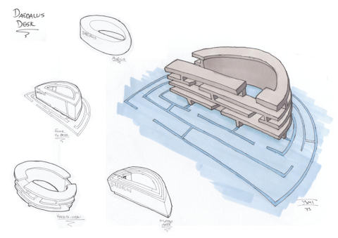 Daedalus desk concept sketches